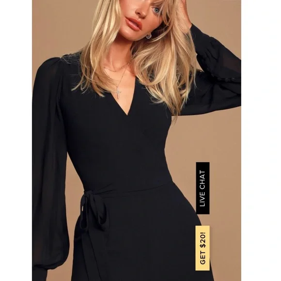 Reformation Molly Black Surplice Wrap Wide Leg long sleeve Jumpsuit Size 6